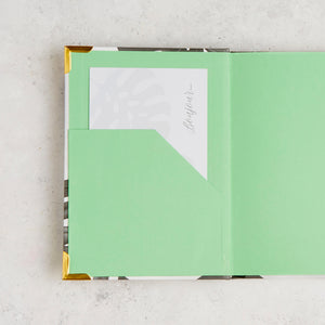 Hello Day weekly 2024 planner diary with monstera leaf design with mint green inside cover