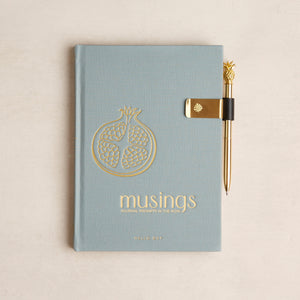 Musings prompt mindfulness journal with pen clip and gold pineapple pen