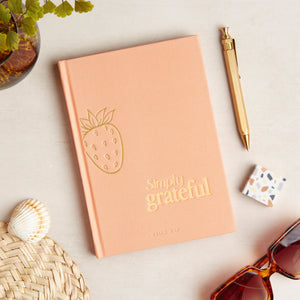 Simply Grateful gratitude journal with gold pineapple pen and eraser