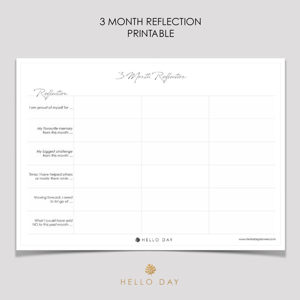 3 Month Reflection Printable