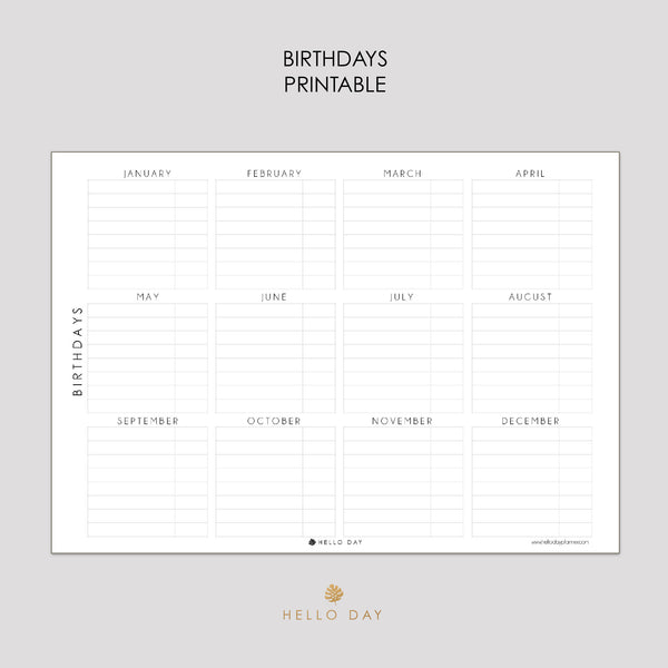 Printable Birthday Chart Template