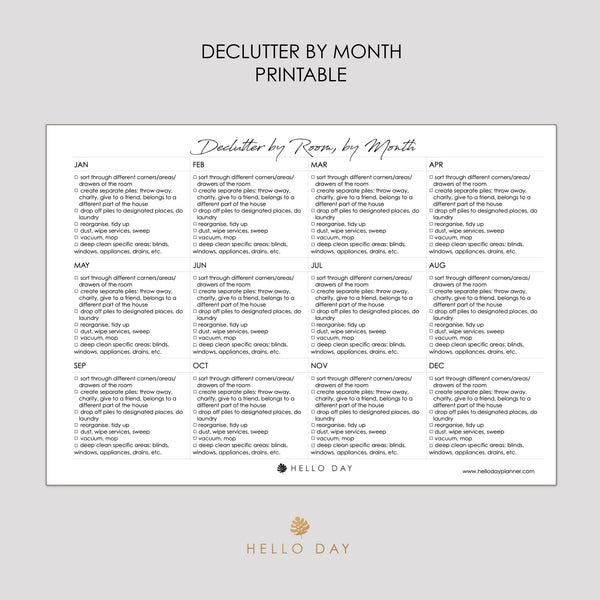 Monthly Declutter Printable