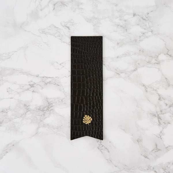 Black Croc Leather Bookmark