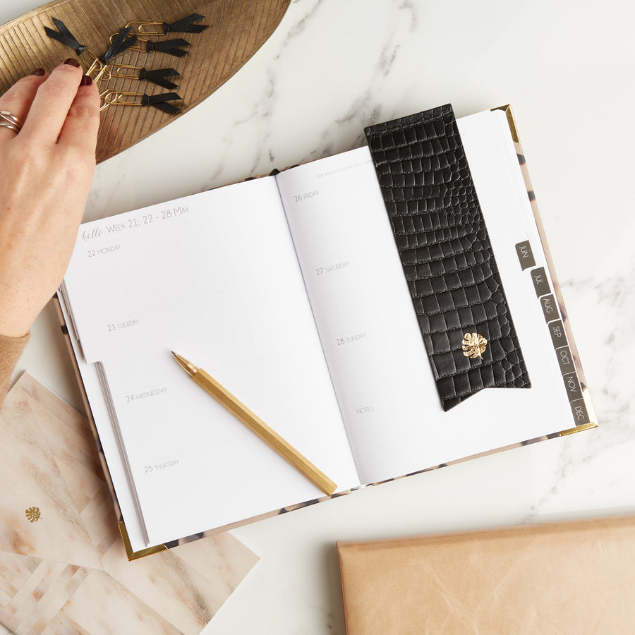 Black Croc Leather Bookmark