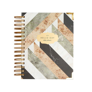 Luxury 2024 Soho spiral daily planner diary journal with gold foil on white background