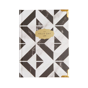 Hello Day weekly 2024 planner diary stylish tile design and gold foil logo