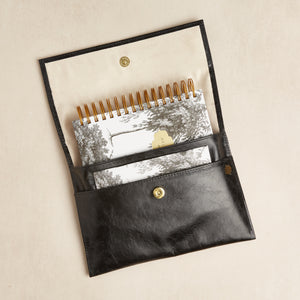 Hello Day Floresta 2024 Planner in black vintage Italian leather sleeve
