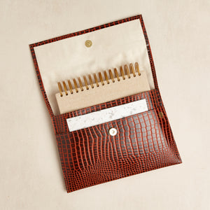 Hello Day Cove 2024 Planner in Autumn Croc leather cover