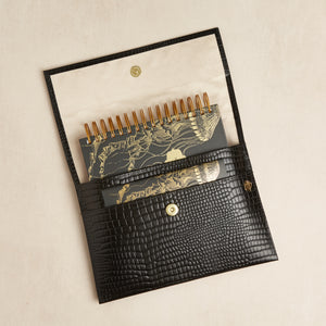 Stylish Hello Day Shimmer 2024 planner diary inside black croc leather sleeve