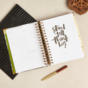 Inspirational quote in Hello Day 2024 spiral daily planner diary journal with pen