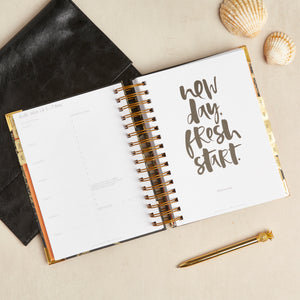 Inspirational quote in Hello Day 2024 spiral daily planner diary journal with pen