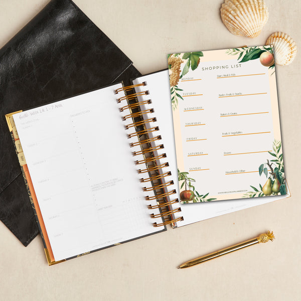 Shopping List & Weekly Menu Notepad