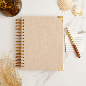 2024 spiral daily planner diary journal with gold foil Cove with gold pen and sticky notes