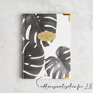 Personalised 2024 spiral daily planner diary journal with gold foil Hello Day