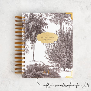 Personalised 2024 spiral daily planner diary journal with gold foil Hello Day