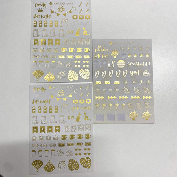 Gold Planner Stickers: Three Sheets - SAMPLE SALE