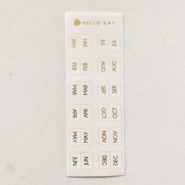 Gold transparent stickers for undated diary planner monthly tabs