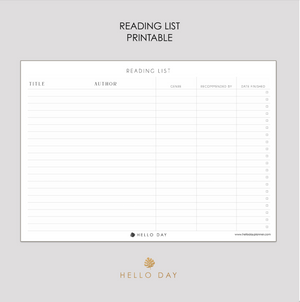 Reading List Printable