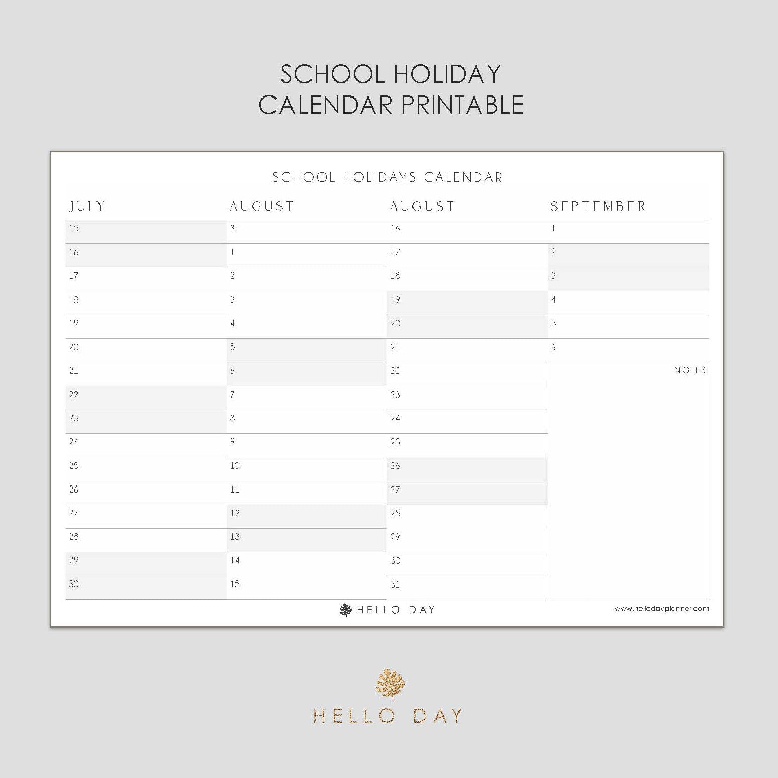 School Holidays Calendar Printable - Hello Day school-holidays-calendar-printable-hello-day