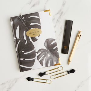 Hello Day weekly Wonder Bundle with 2024 stems monstera leaf design, pen and paperclips