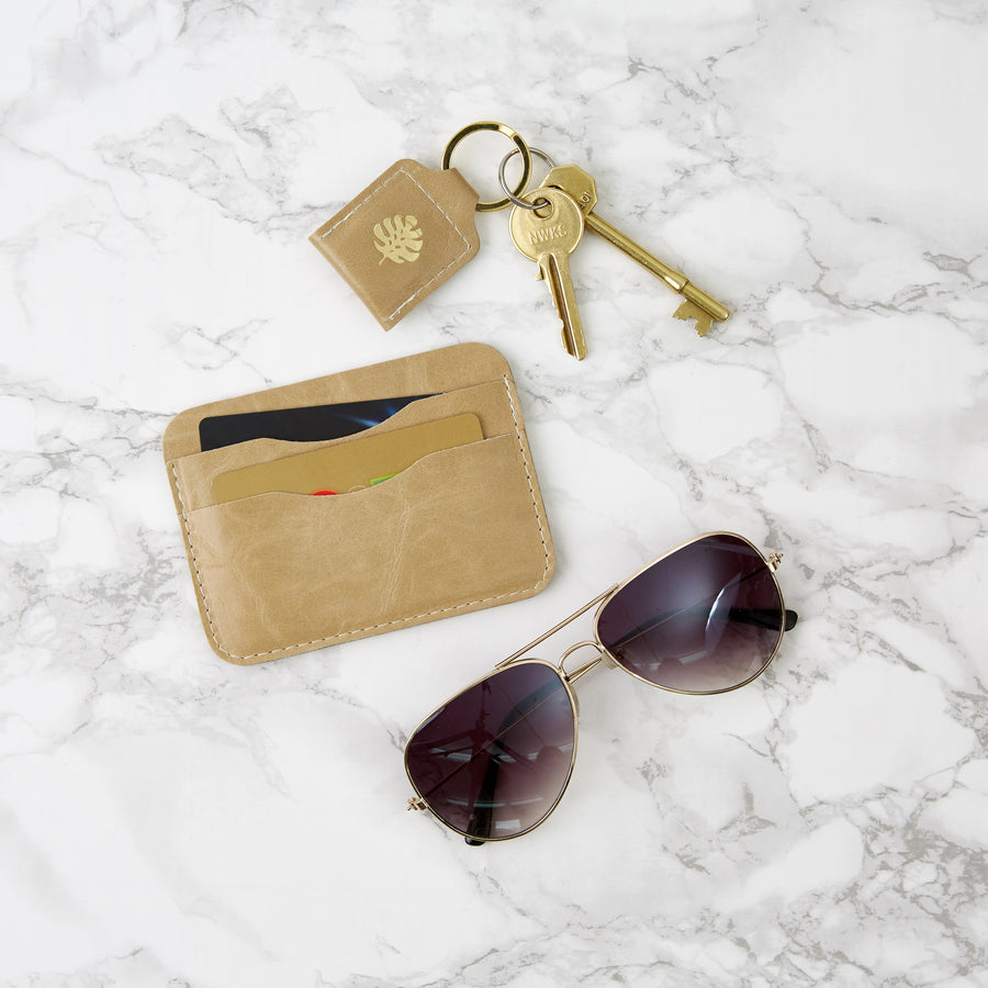 Latte Leather Card Holder - SAMPLE SALE