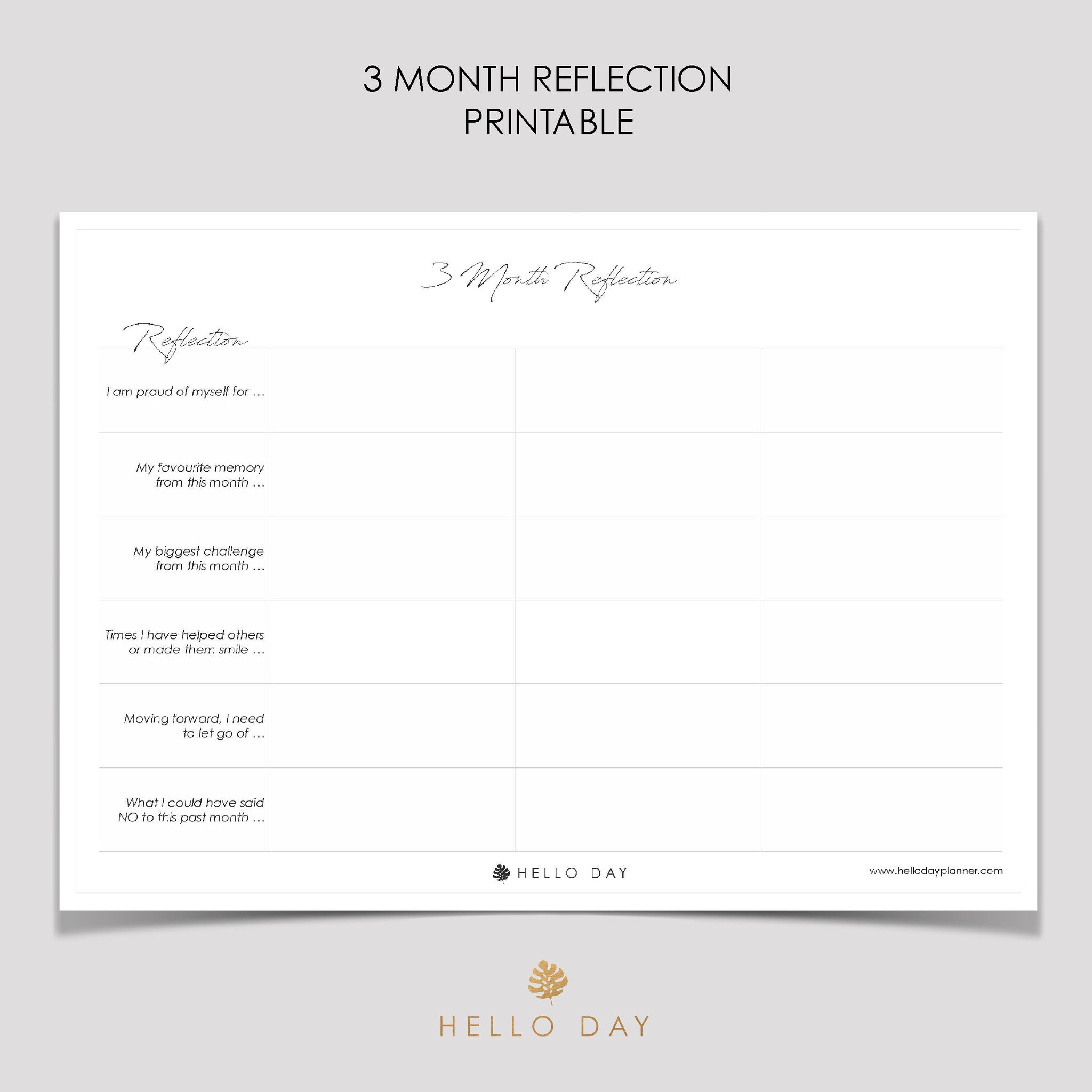 3 Month Reflection Printable - Hello Day
