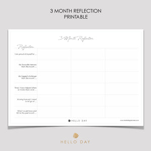 3 Month Reflection Printable