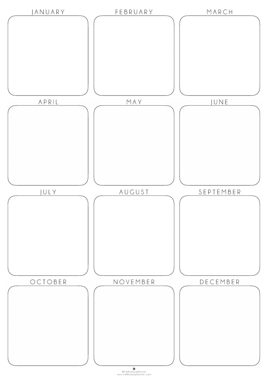 Undated Monthly Wall Planner