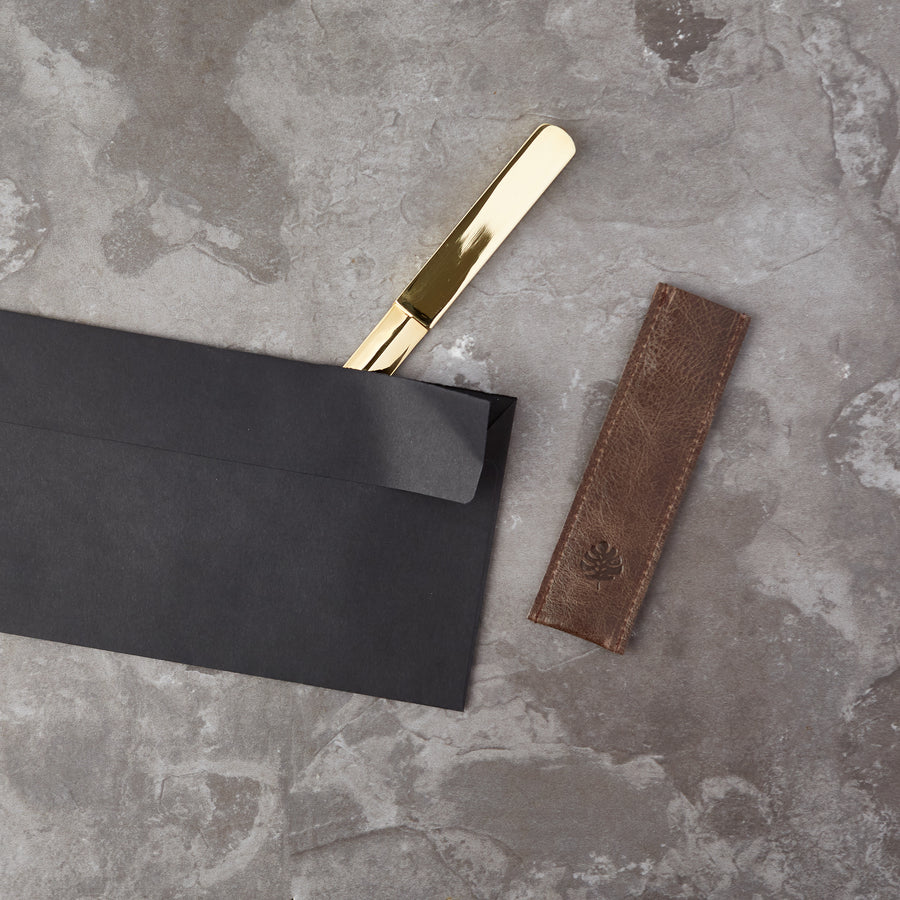 Debonaire Letter Opener with Leather Sleeve