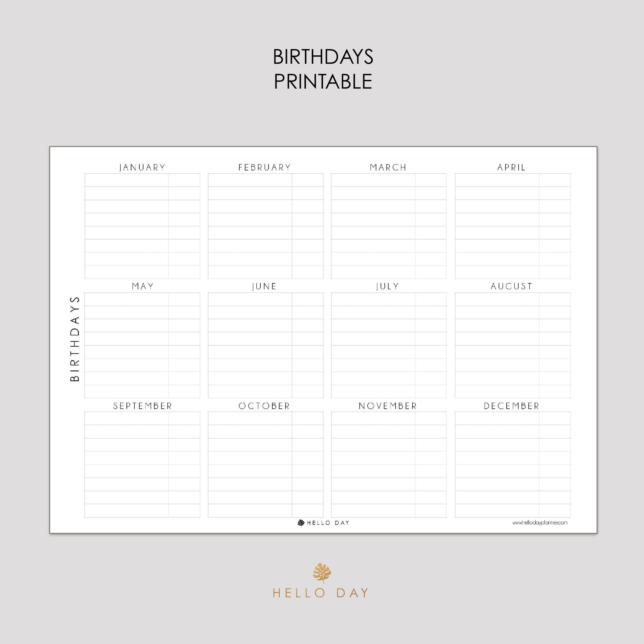 Birthdays Printable Hello Day