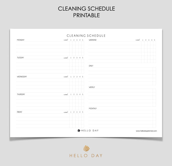 Cleaning Schedule Printable