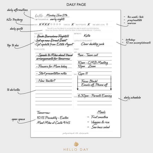 Daily Planning Page Printable - Hello Day
