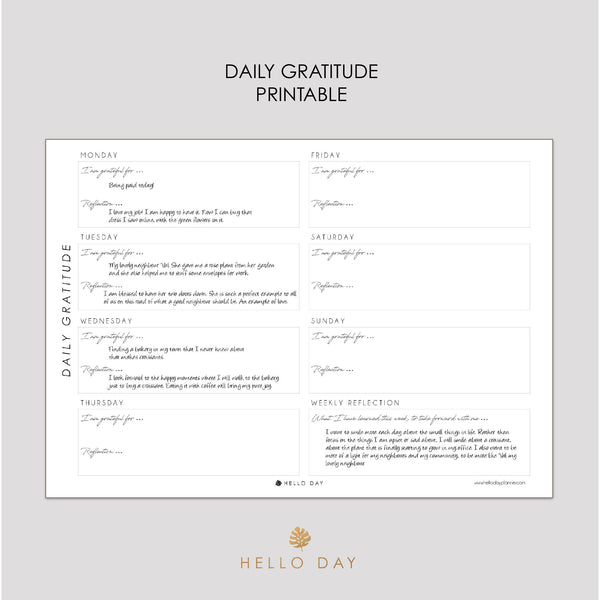 Daily Gratitude Printable