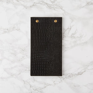 Leather Desk Notepad - Black Croc