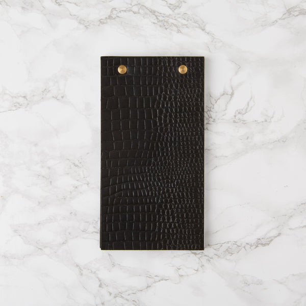 Leather Desk Notepad - Black Croc