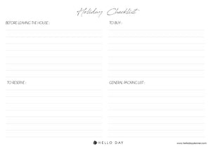 Holiday Checklist Printable