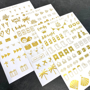 Gold Planner Stickers: Assorted Pack of 3