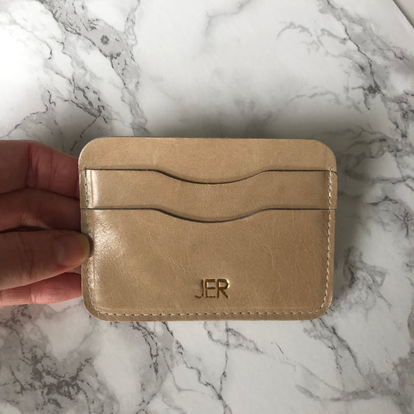 Latte Leather Card Holder - SAMPLE SALE