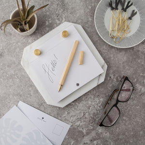 Desk Notepad - Carrara Marble: White