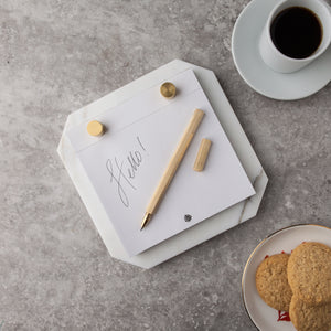 Desk Notepad - Carrara Marble: White
