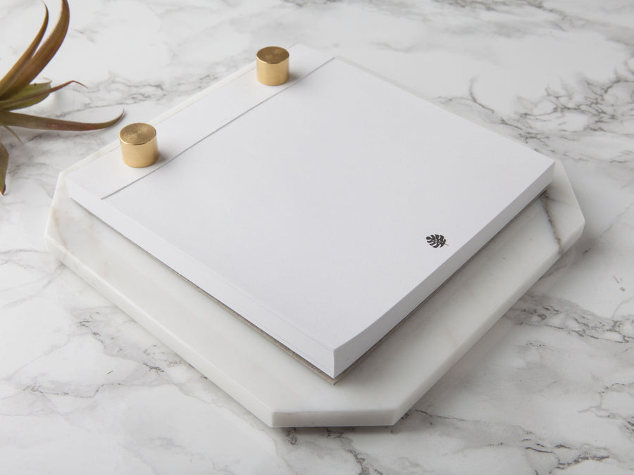 Desk Notepad - Carrara Marble: White