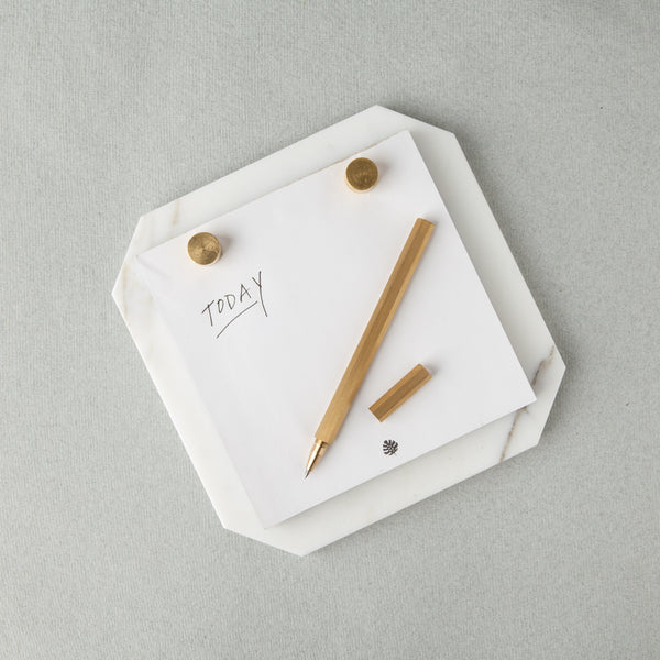 Desk Notepad - Carrara Marble: White