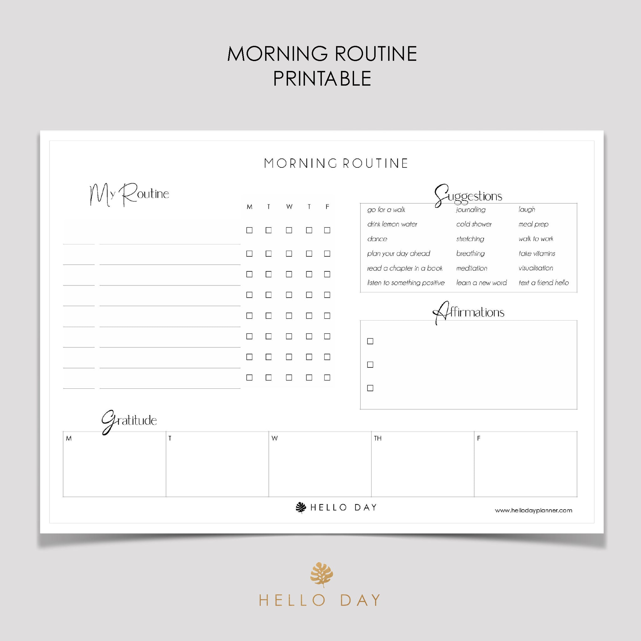 Morning Routine Printable Hello Day