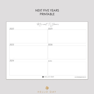 Next Five Years Printable