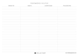 Password Keeper Printable