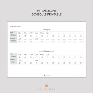 Pet Medicine Schedule Printable
