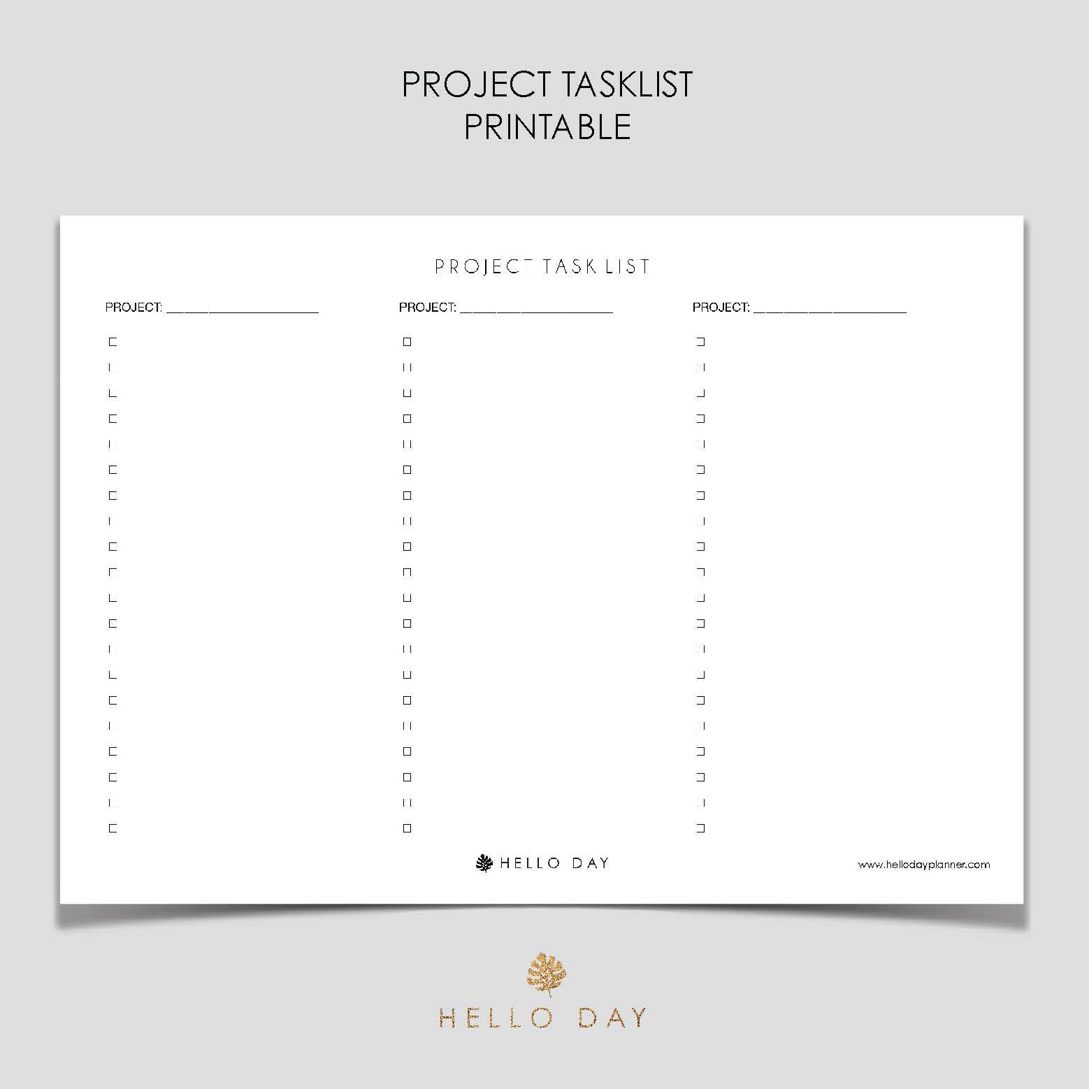 Project List Printable - Hello Day