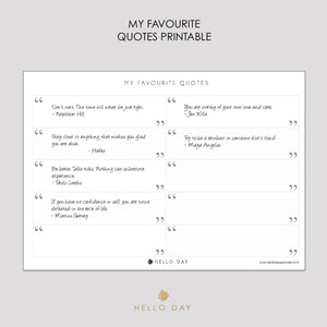 My Favourite Quotes Printable