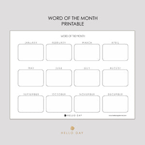 Word of the Month Printable