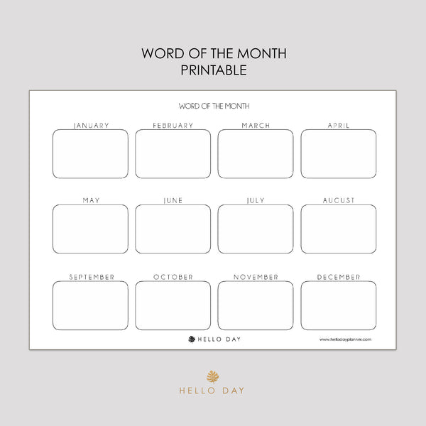 Word of the Month Printable